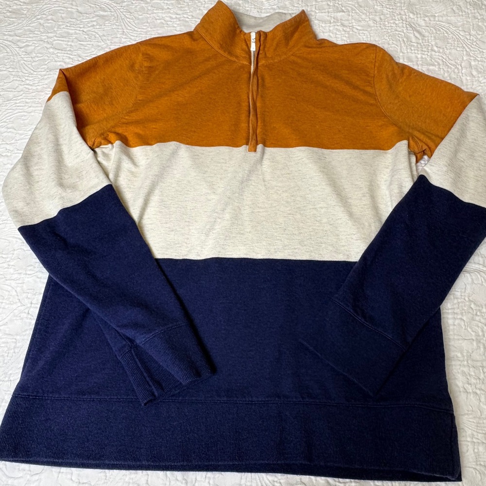 Peter Millar Womens Colorblock Quarter Zip Pullover Orange Navy LS22K48 Size L
